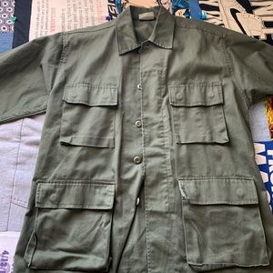 One military fatigues jacket and one JATS sweater